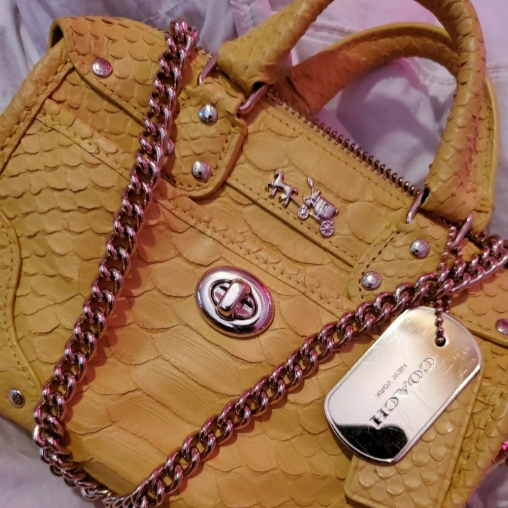 Authentic Yellow Coach Python Crossbody